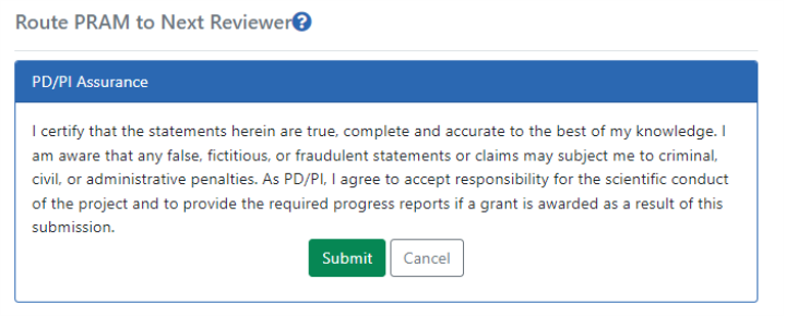 PD/PI Assurance