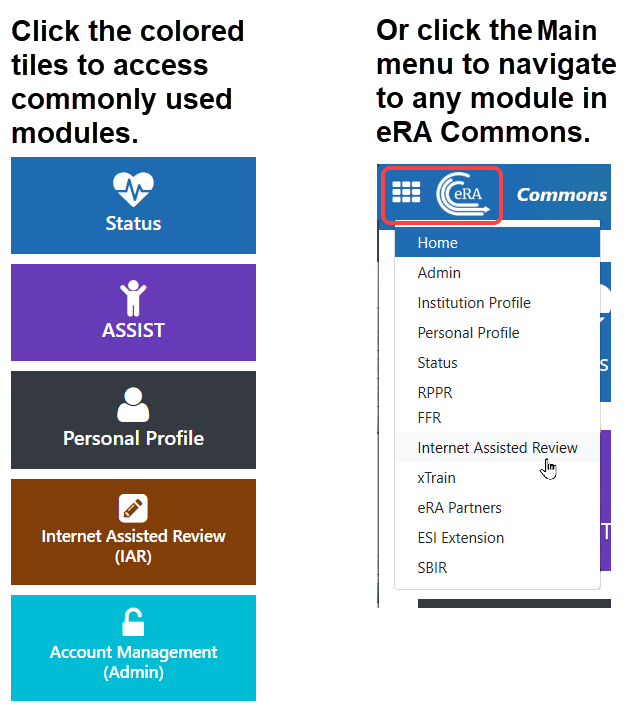 Tiles to open most commonly used modules