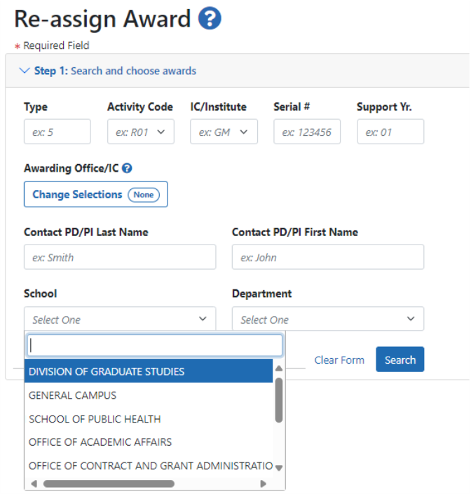 Re-assign Search