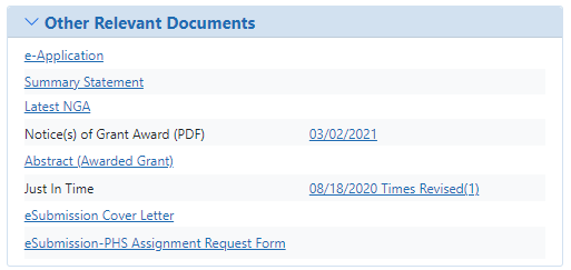 Other Relevant Documents section