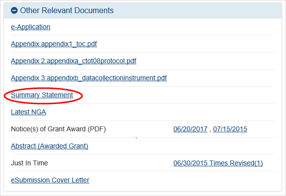 Summary Statement link