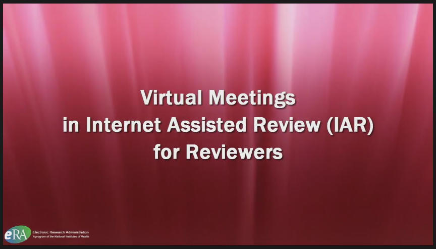 Virtual Meeting for Reviewers in IAR