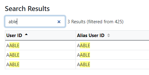 Filter results