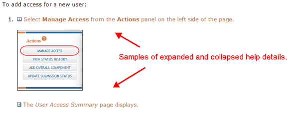 Image shows a sample of collapsed and expanded help details.