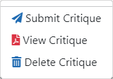 Available actions when a critique has already been submitted