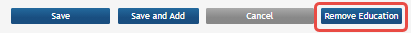 Remove Education button at bottom of list of entered Education entries
