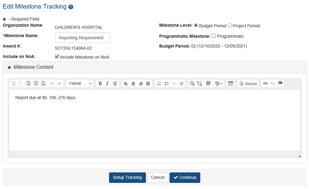 OTA Milestones Tracking