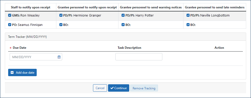 SAMHSA Term Tracking Controls