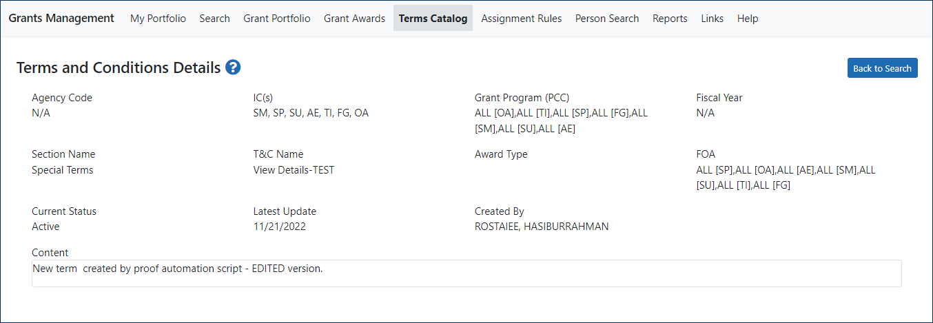 SAMHSA Terms and Conditions Details screen