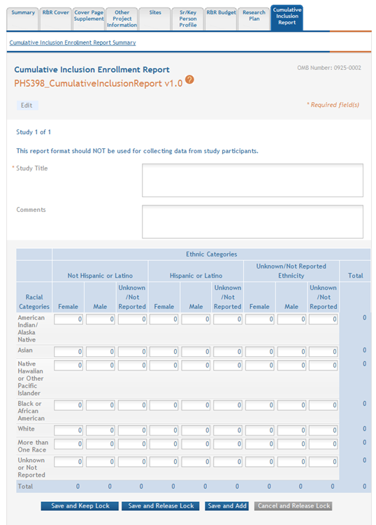 Cumulative Inclusion Report in edit mode