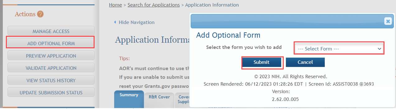 Add Optional Form popup