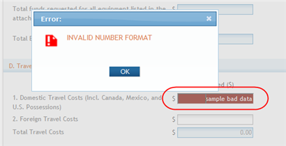 Invalid Number Format message