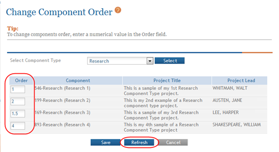 The 3rd component in the list has been renumbered with an Order value = 1.5