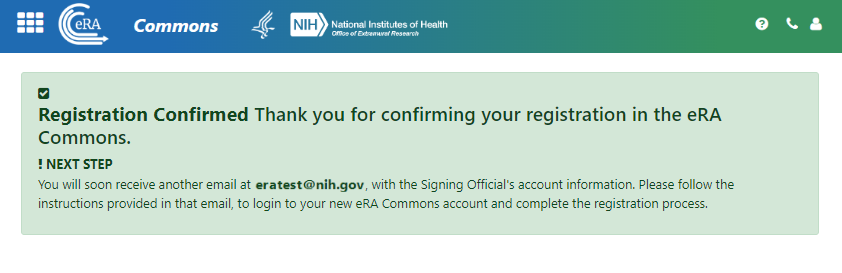 Registration Confirmed message after clicking link in Registration Approval email.