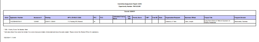 SAMHSA Committee Assigment Report