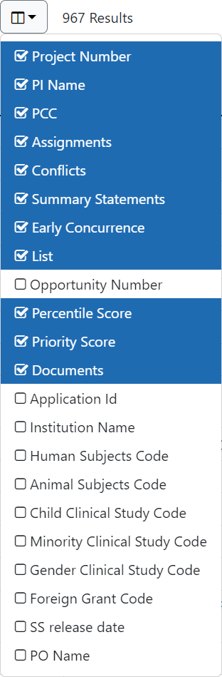 Expanded Column Picker