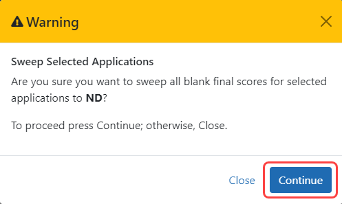 Confirmation for sweeping selected applications