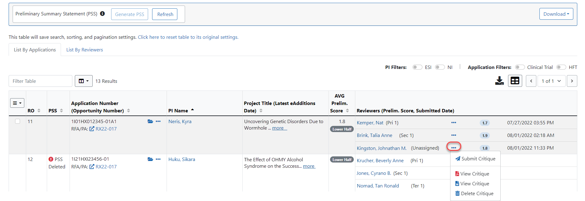 Reviewer line is updated on List of All Applications Reviewer line is updated on List of All Applications.