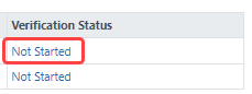 Verification Status column of LRP Verification portal with Not Started link outlined in red