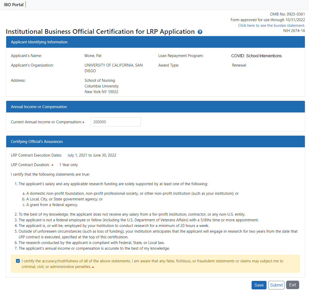IBO Certification for LRP Applications - Renewal