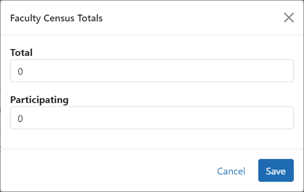 Faculty Census Totals window