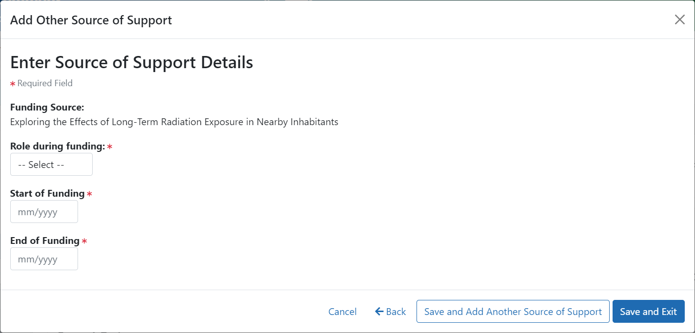 Create New Funding Source Details screen