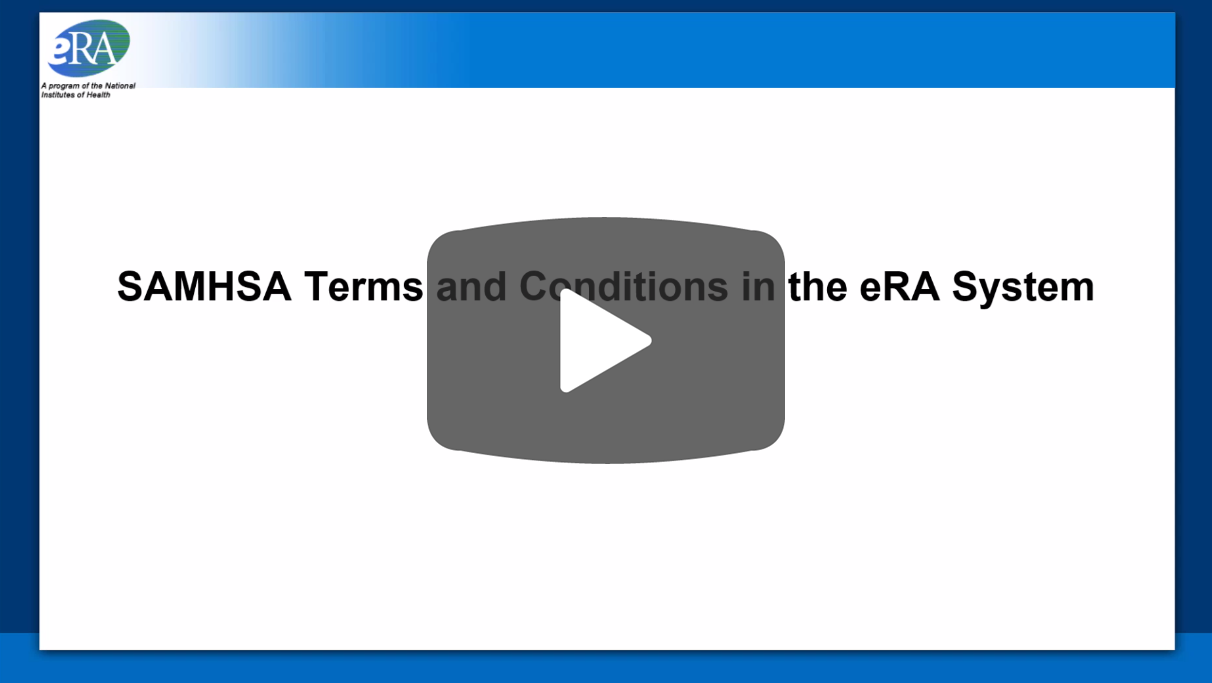 Video: Terms and Conditions for SAMHSA Grantees