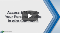 Access & Maintain Your Personal Profile in eRA Commons