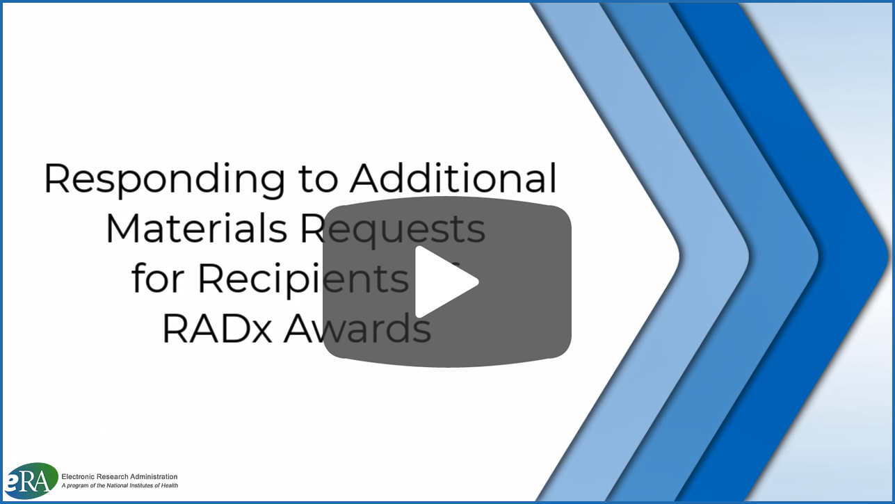 Video: Responding to Additional Materials Requests for Recipients of RADx Awards