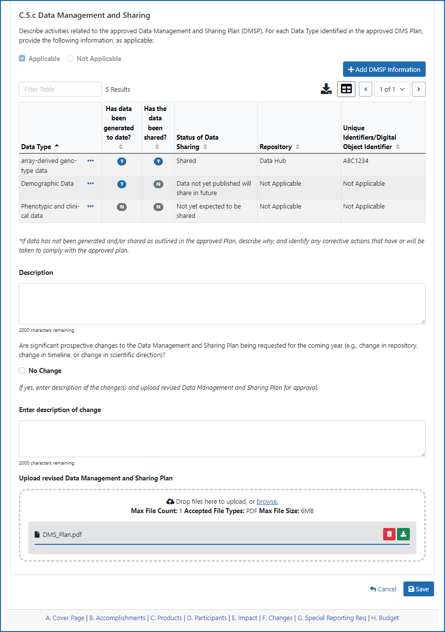 Figure 4: The entire C.5.c DMS screen