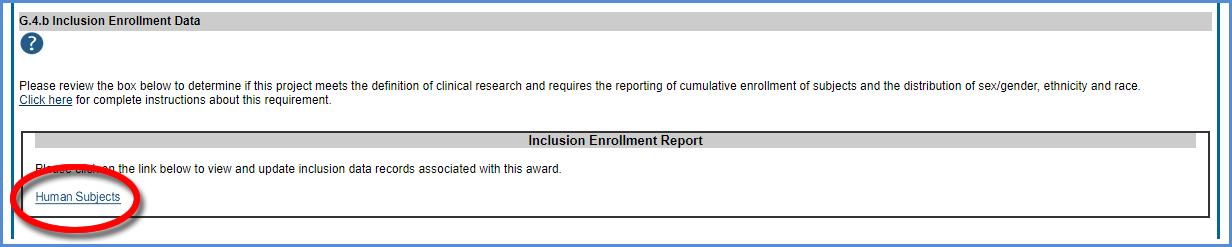 The Human Subjects link in section G.4.b of the RPPR.