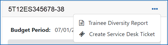 Trainee Diversity Report link in the Trainee Roster screen